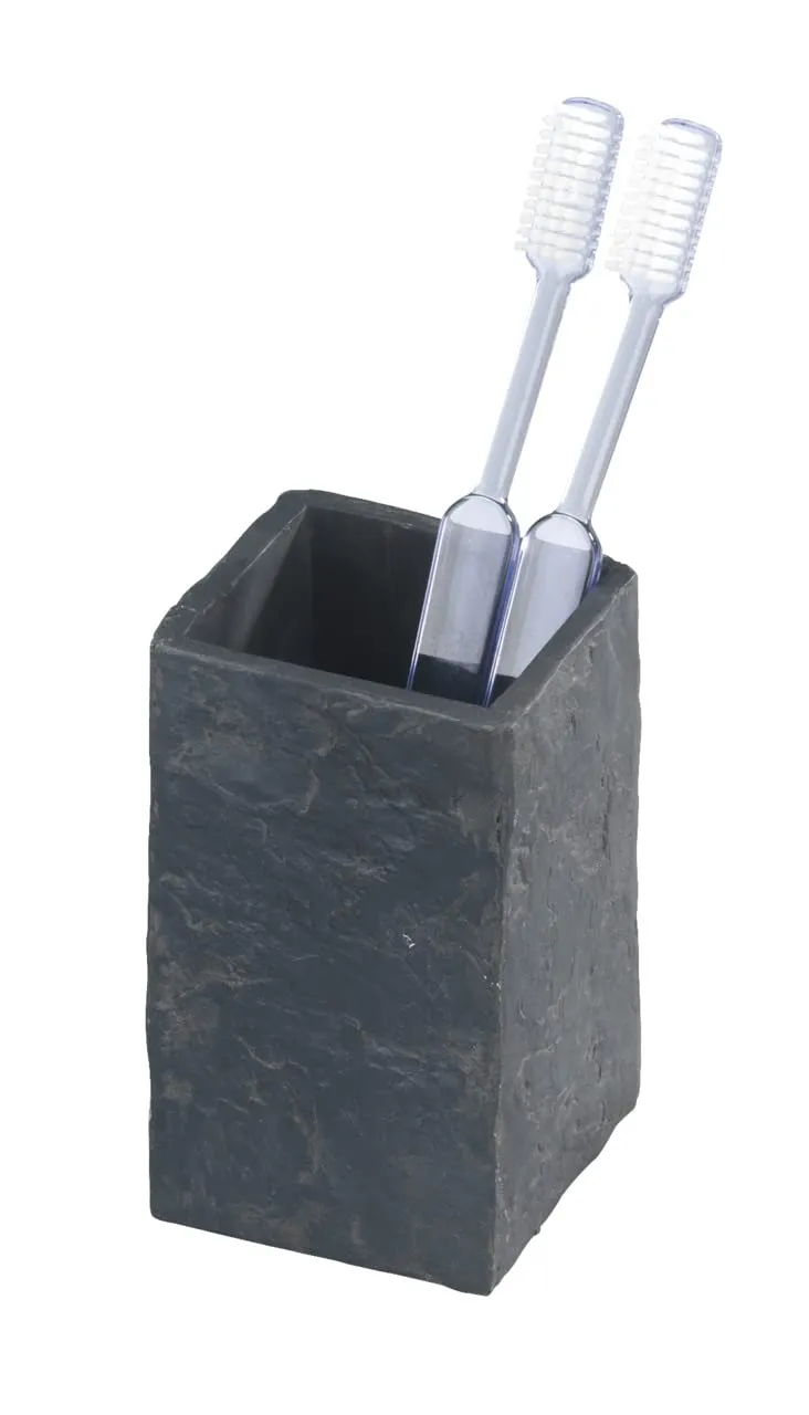 wenko-zahnputzbecher-slate-rock-anthrazit-6-x-10-5-x-6-cm-kunststoff image 1