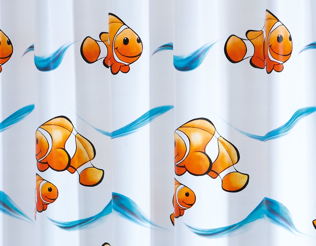ridder-duschvorhang-folie-clown-180-x-200-cm-fische-motiv-inkl-ringe image 3