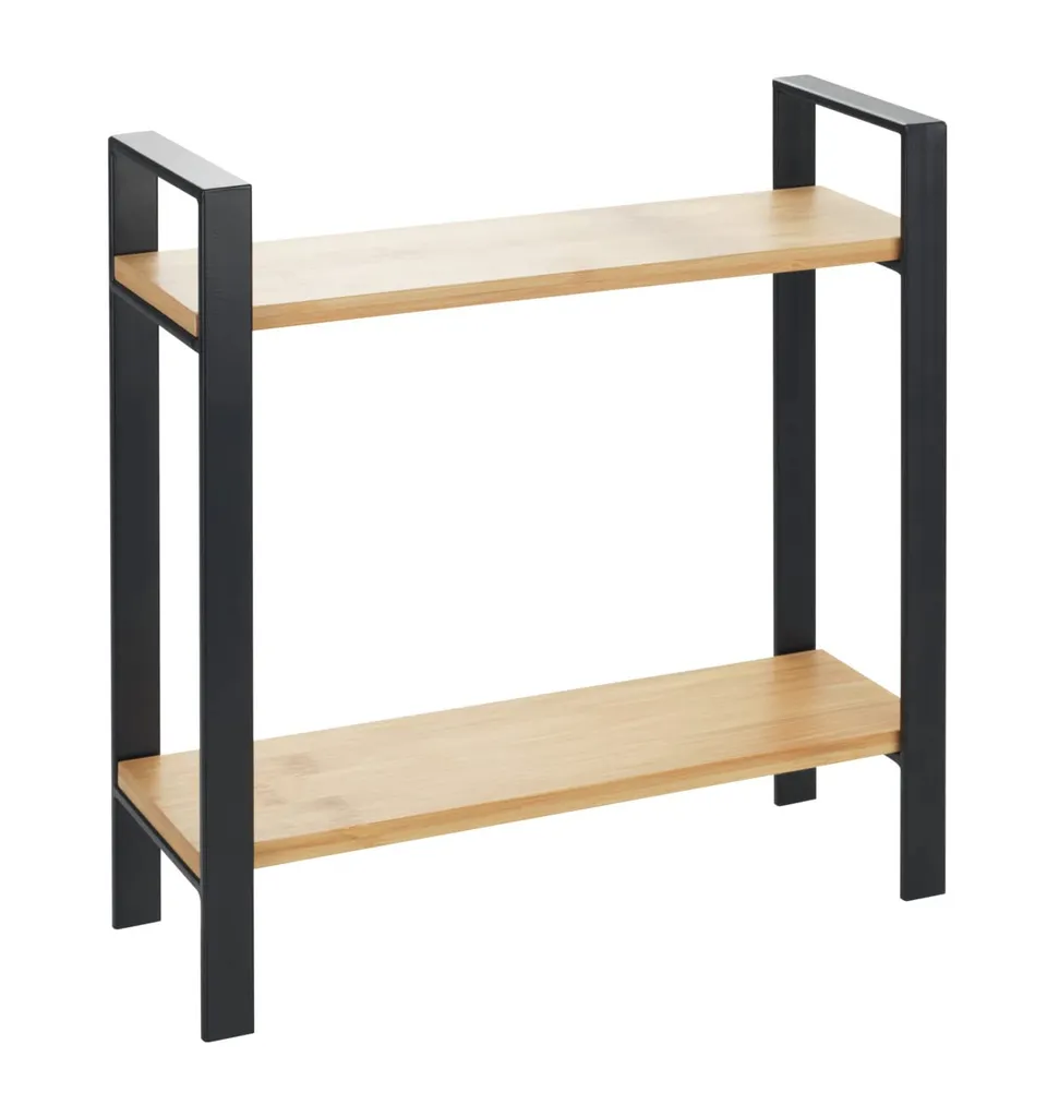 wenko-k-chenregal-lou-2-etagen-metall-bambus-schwarz-hellbraun-32-x-33-x-11-cm image 1