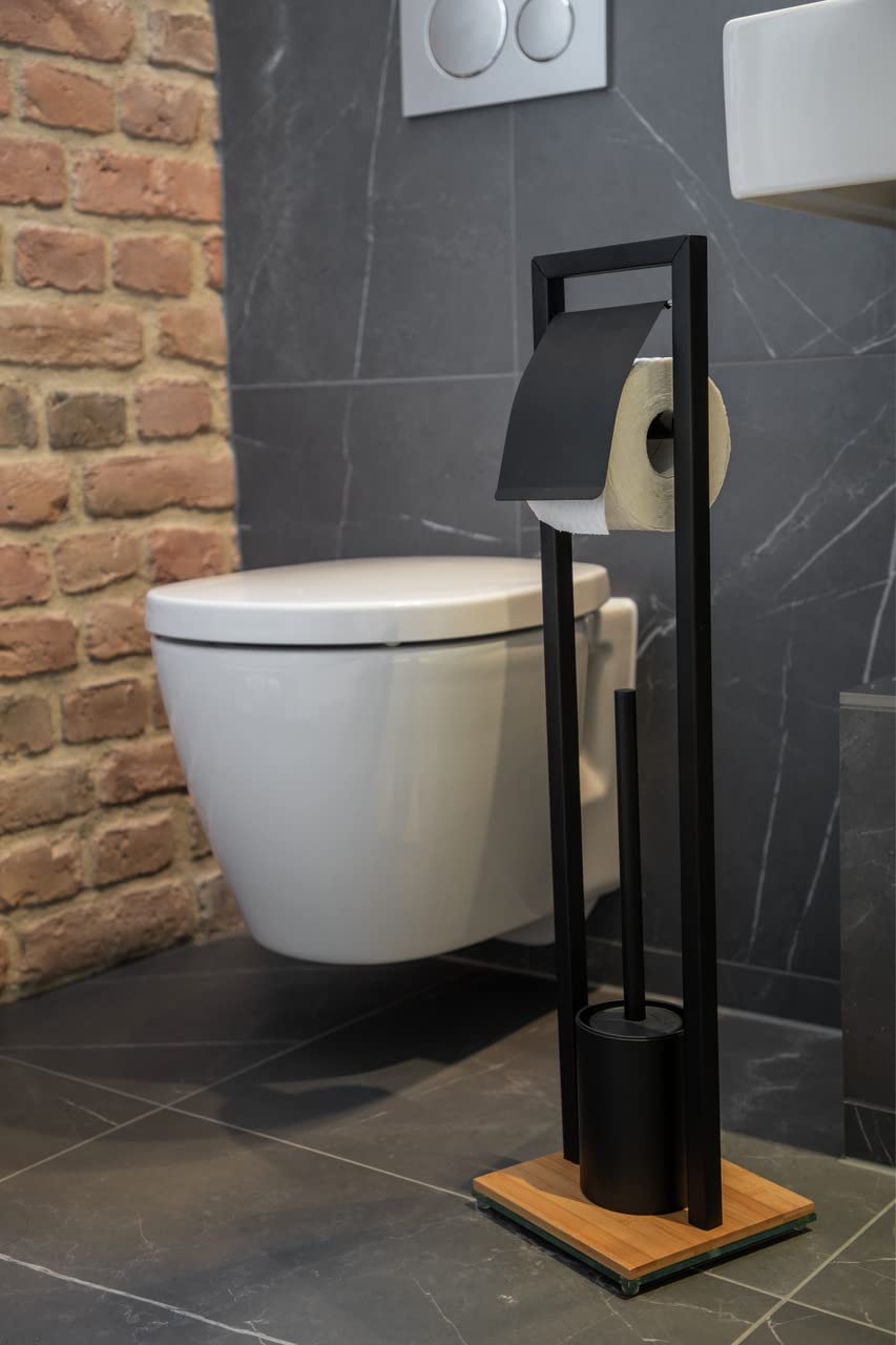 wenko-bambusa-stand-wc-garnitur-18x72-5x18-cm-schwarz-natur image 6