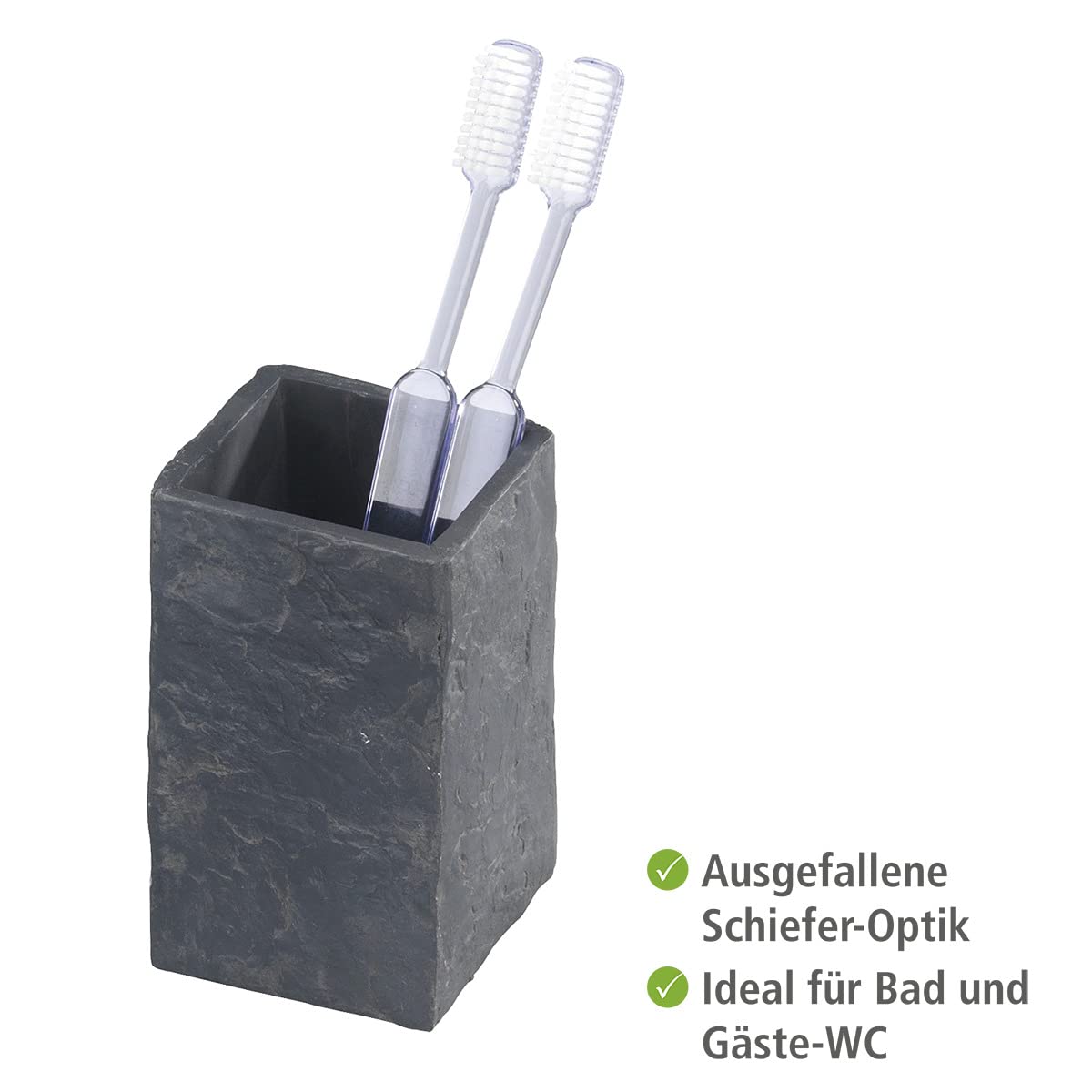 wenko-zahnputzbecher-slate-rock-anthrazit-6-x-10-5-x-6-cm-kunststoff image 2
