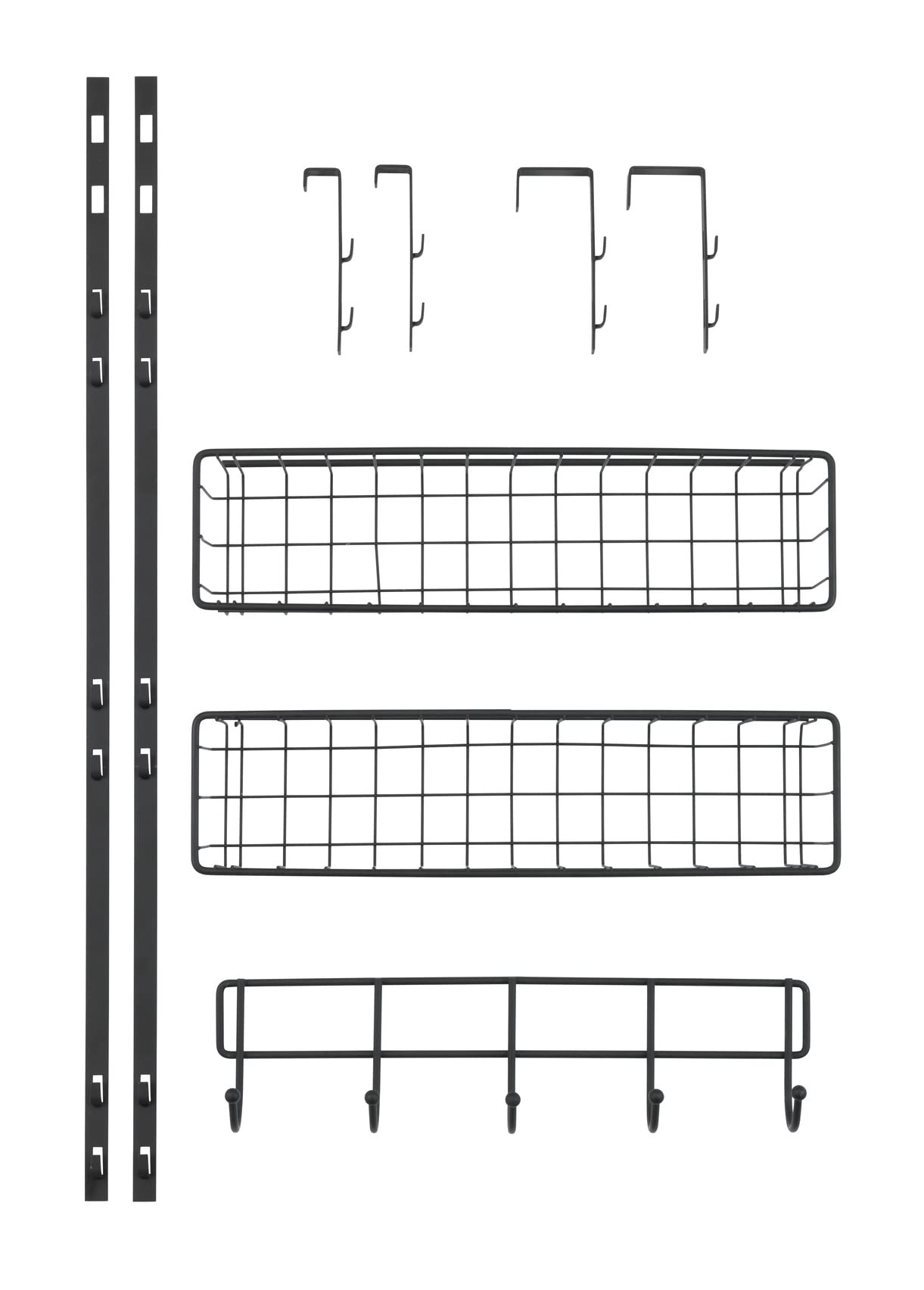 wenko-t-rregal-schwarz-h-ngeregal-39-x-75-x-10-cm-mit-2-k-rben-und-5-haken image 5