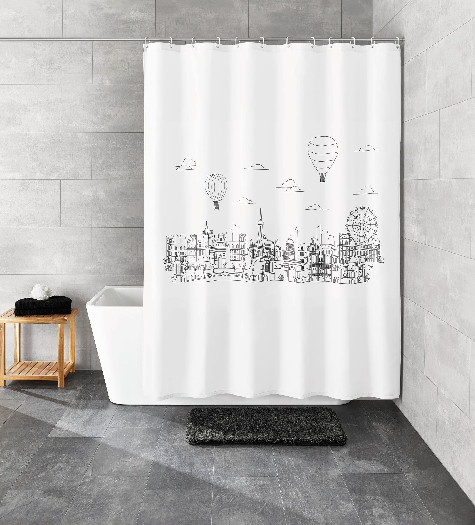 kleine-wolke-wonderland-duschvorhang-180-x-200-cm-schwarz-wei-peva image 2