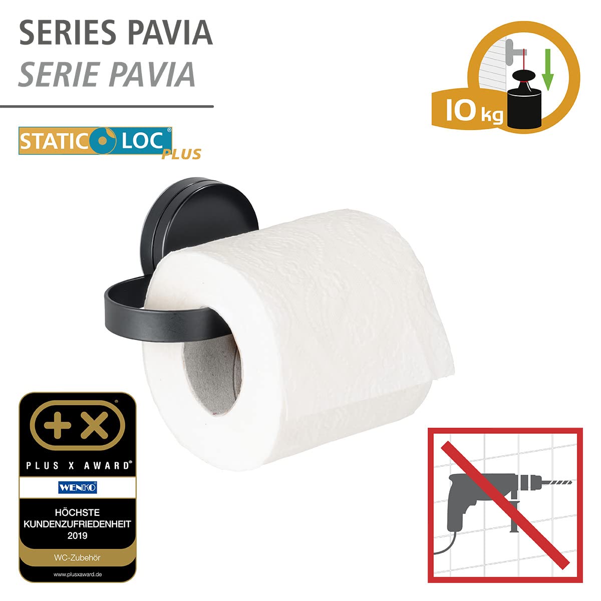 wenko-static-loc-plus-toilettenpapierhalter-pavia-schwarz-stahl-matt-15-5-x-6-x- image 2