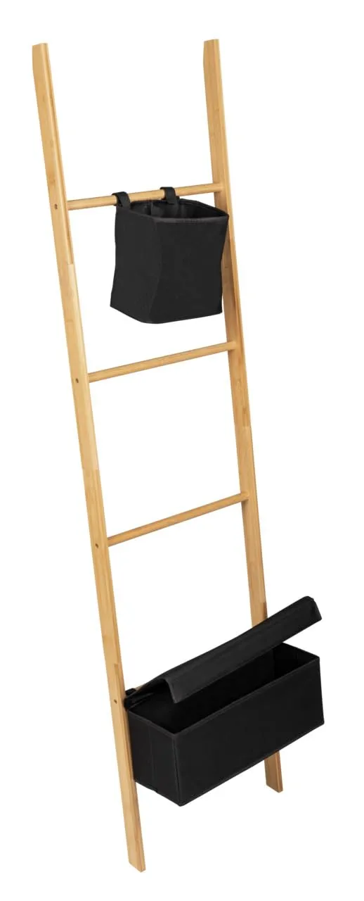wenko-ecori-handtuchleiter-mit-2-k-rben-fsc-bambus-44-x-170-x-4-cm-natur-schwarz image 1