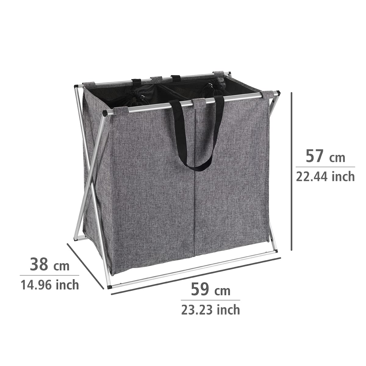 wenko-duo-w-schesammler-120-l-grau-meliert-59-x-57-x-38-cm-mit-2-f-chern image 5