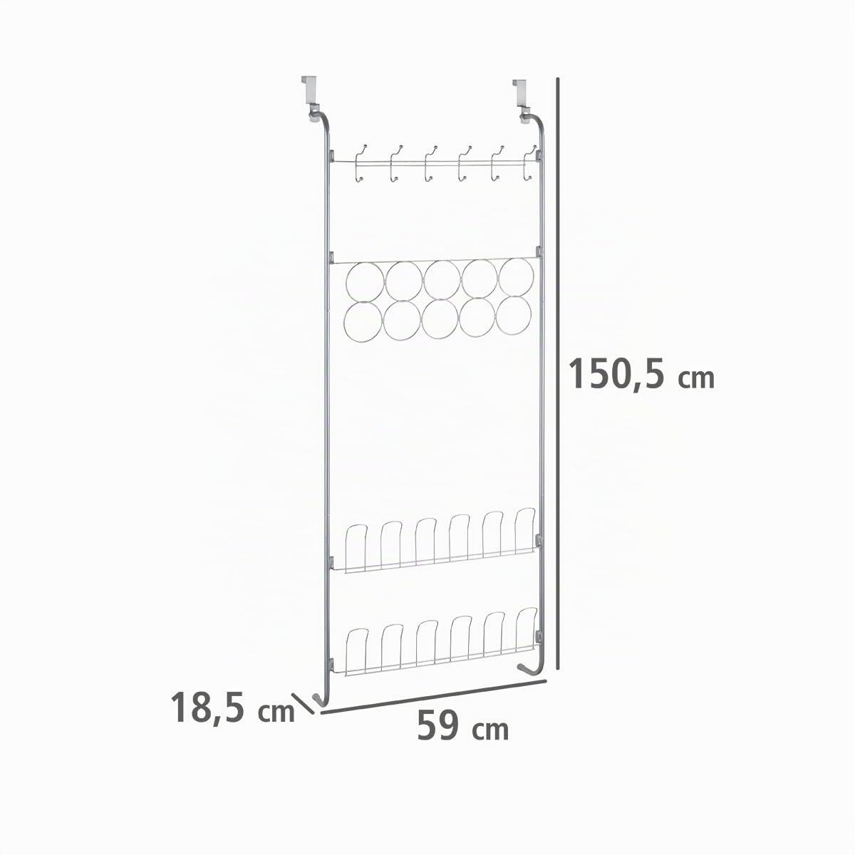 wenko-t-r-organizer-h-nge-regal-59-x-150-5-x-18-5-cm-f-r-kleidung-und-schuhe-sil image 5