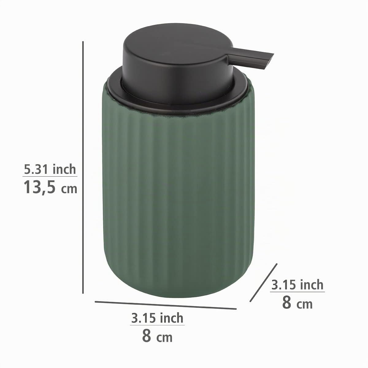 wenko-belluno-fl-ssigseifenspender-keramik-300-ml-matt-gr-n-schwarz-8-x-13-5-cm image 3