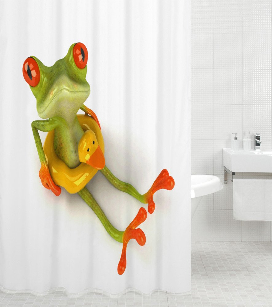 sanilo-duschvorhang-frosch-180x200-cm-polyester-wasserdicht image 1