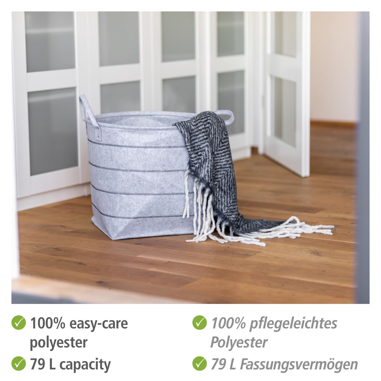 wenko-aufbewahrungskorb-nella-l-filzkorb-grau-79-l-48-x-44-cm image 2