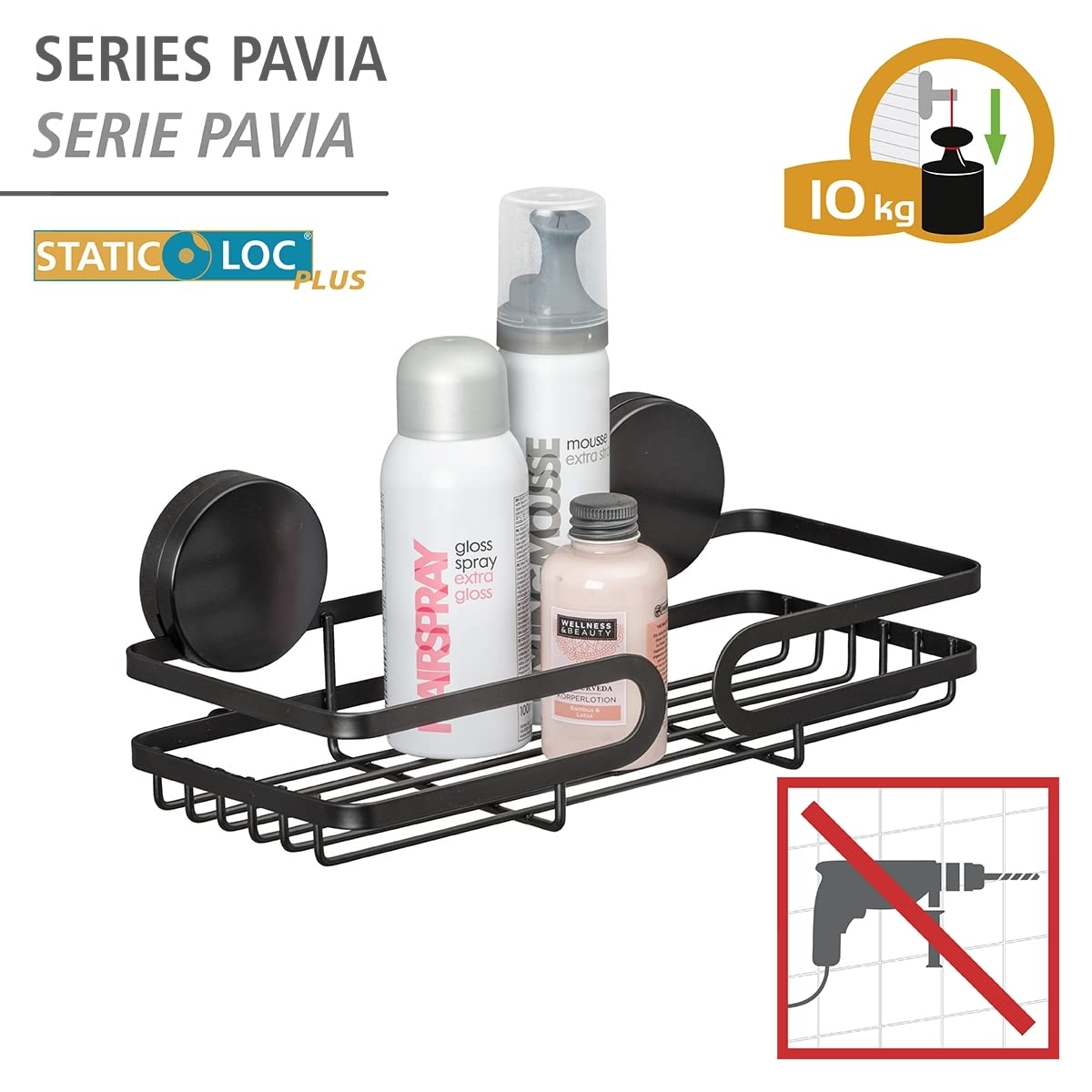 wenko-static-loc-plus-wandablage-pavia-schwarz-26x9-7x12-cm-stahl image 4