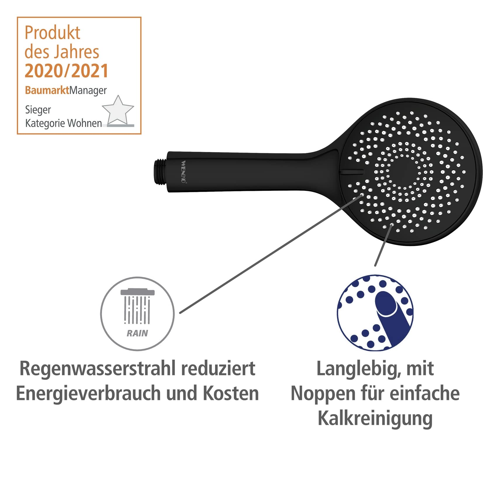 wenko-watersaving-duschsystem-schwarz-edelstahl-75-120-cm-mit-regendusche-und-ha image 8