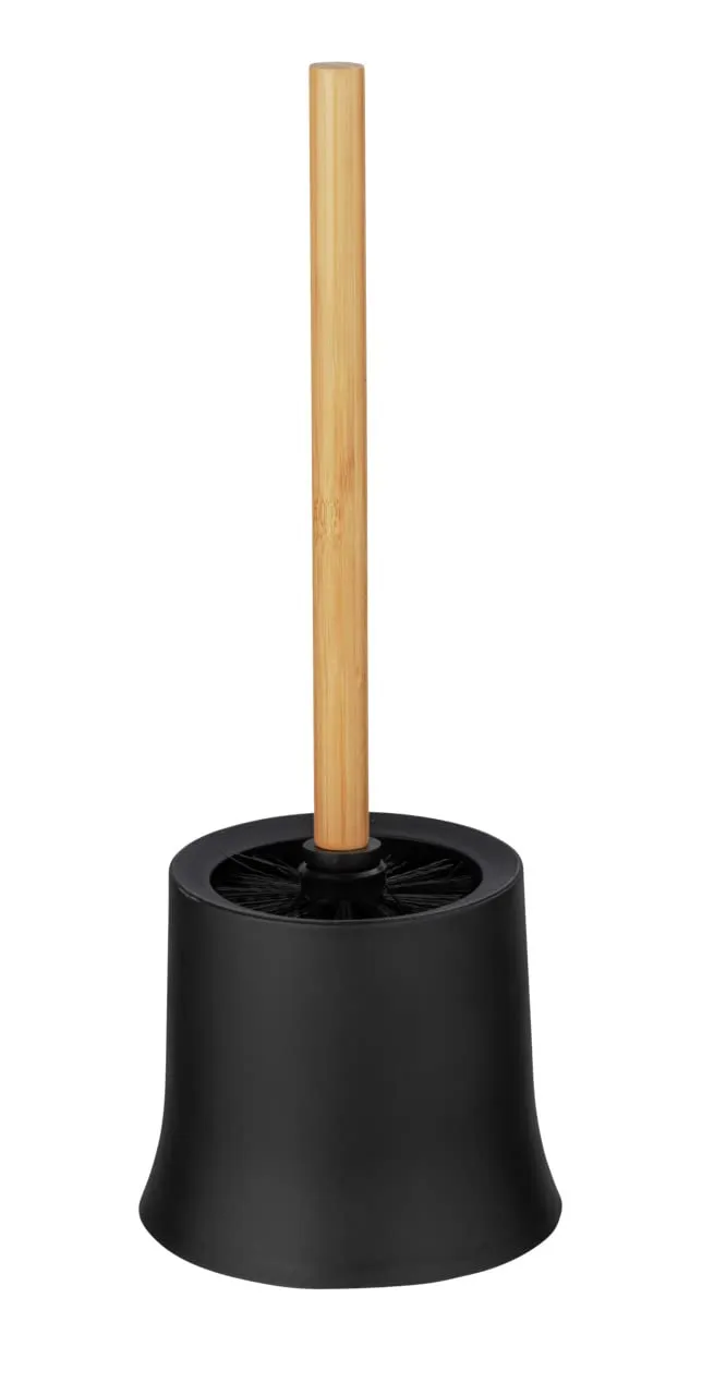 wenko-bambusa-stand-wc-garnitur-schwarz-mit-bambusstiel-14-x-38-cm image 1