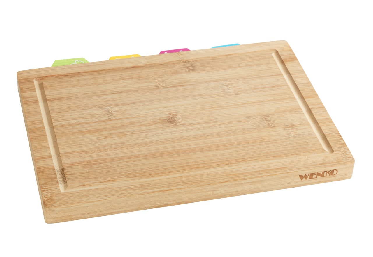 wenko-bella-schneidebrett-bambus-mit-saftrille-4-schneidematten-32-5-x-22-5-cm image 2