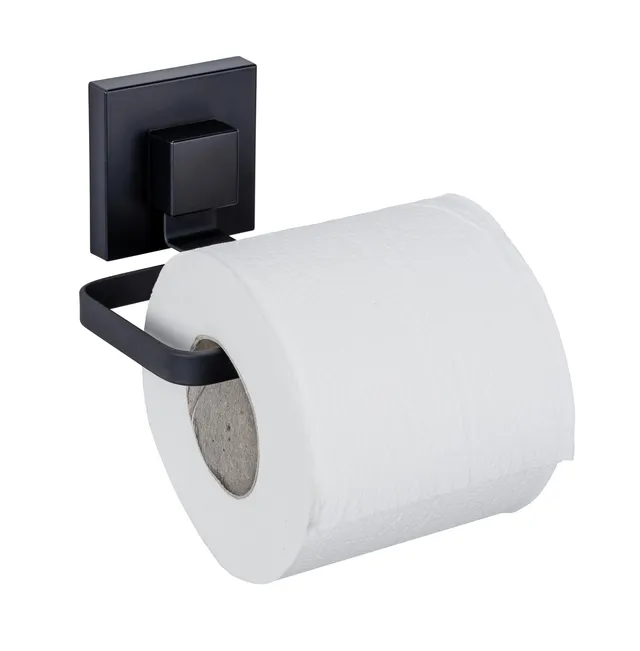 wenko-toilettenpapierhalter-quadro-vacuum-loc-wandhalter-ohne-bohren-schwarz image 1