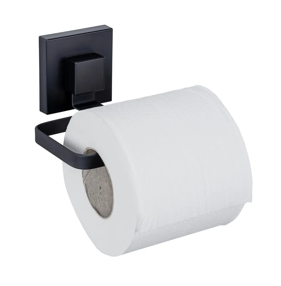 wenko-toilettenpapierhalter-quadro-vacuum-loc-wandhalter-ohne-bohren-schwarz image 1