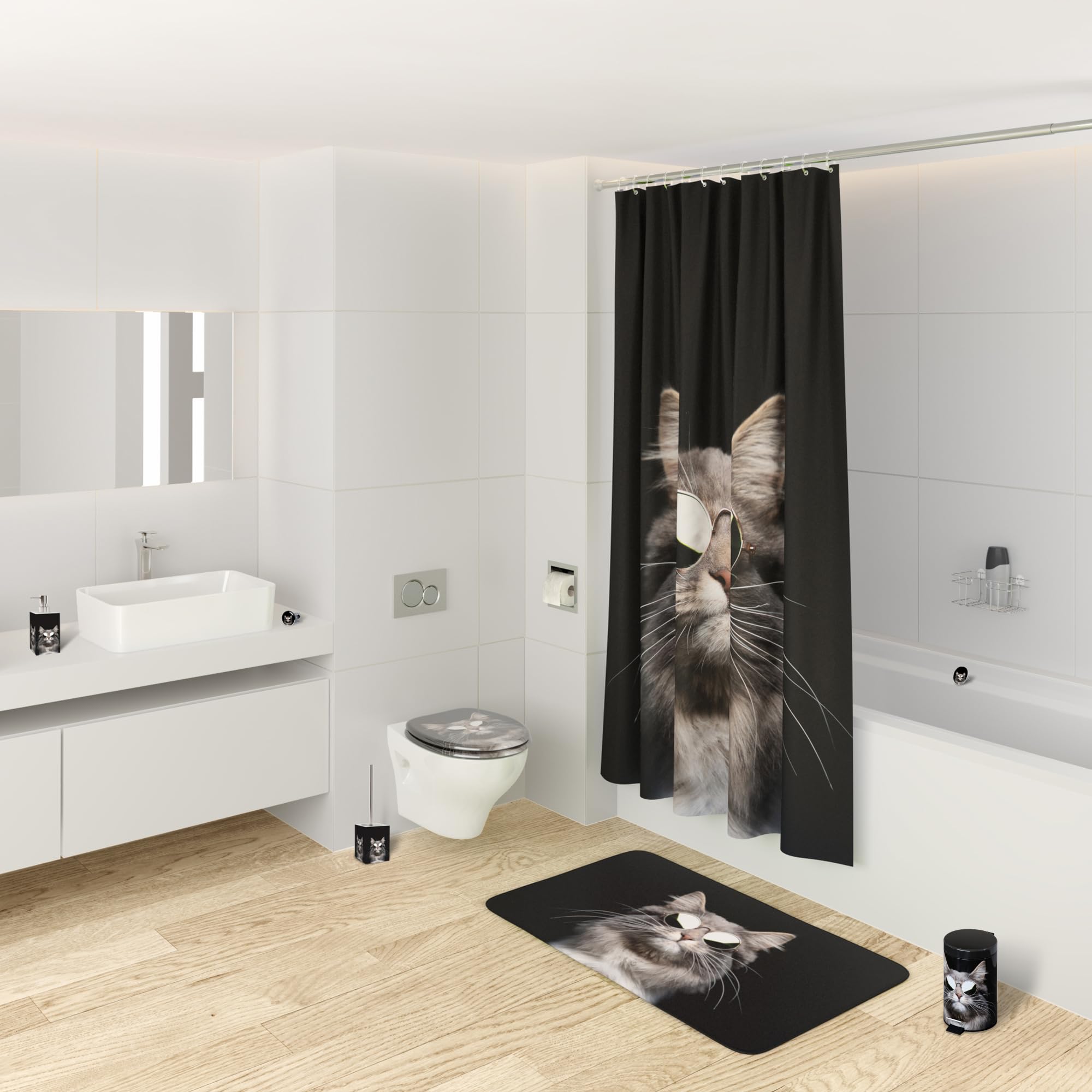 sanilo-duschvorhang-cool-cat-180x200-cm-mit-12-ringen-wasserdicht image 8