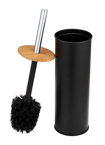 wenko-wc-garnitur-tortona-geschlossene-toilettenb-rste-stahl-mit-bambus-schwarz image 7