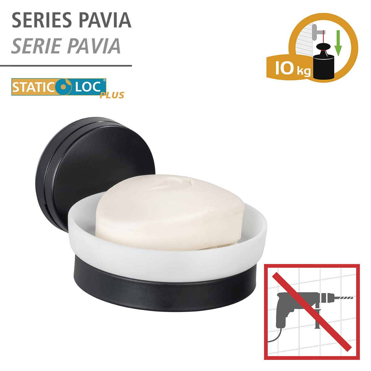 wenko-static-loc-plus-seifenablage-pavia-schwarz-10-x-6-5-x-12-cm-stahl image 2
