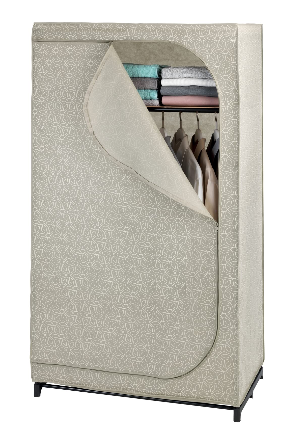 wenko-kleiderschrank-balance-mit-ablage-und-kleiderstange-90x160x50-cm-taupe image 1