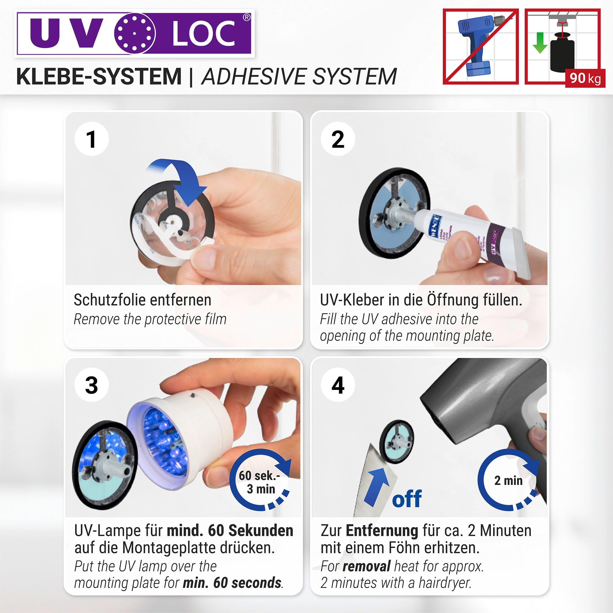 wenko-uv-loc-badetuchstange-uno-isera-vierkantrohr-chrom-41-cm-ohne-bohren image 5