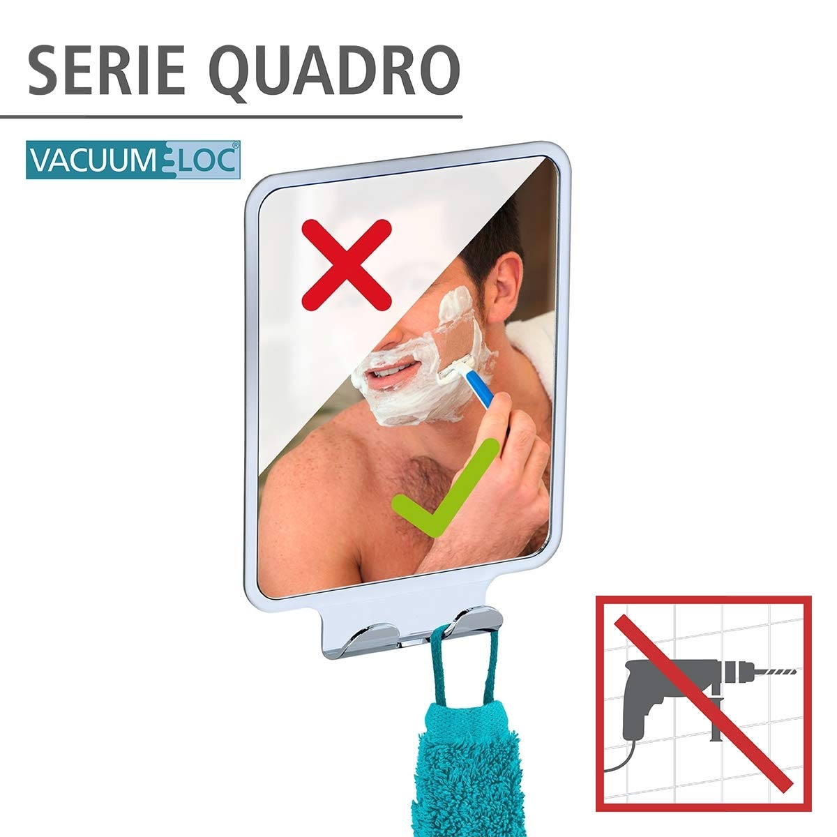wenko-vacuum-loc-antibeschlag-spiegel-quadro-14-x-19-5-cm-mit-haken-ohne-bohren image 2