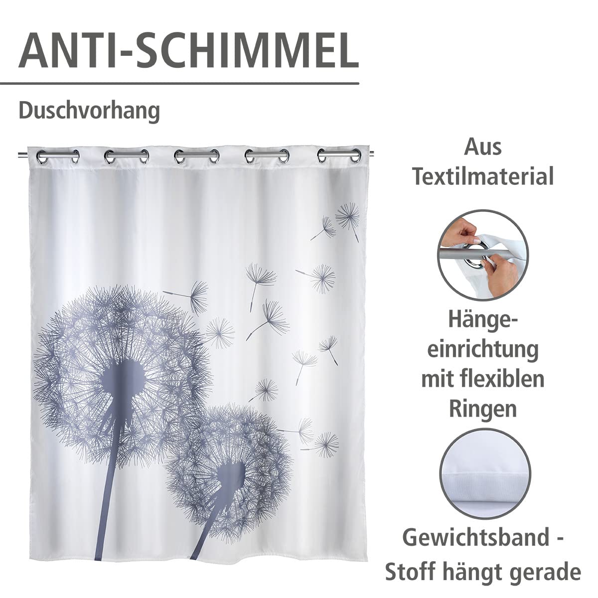 wenko-duschvorhang-astera-flex-180-x-200-cm-anti-schimmel-textilvorhang-mit-ring image 2