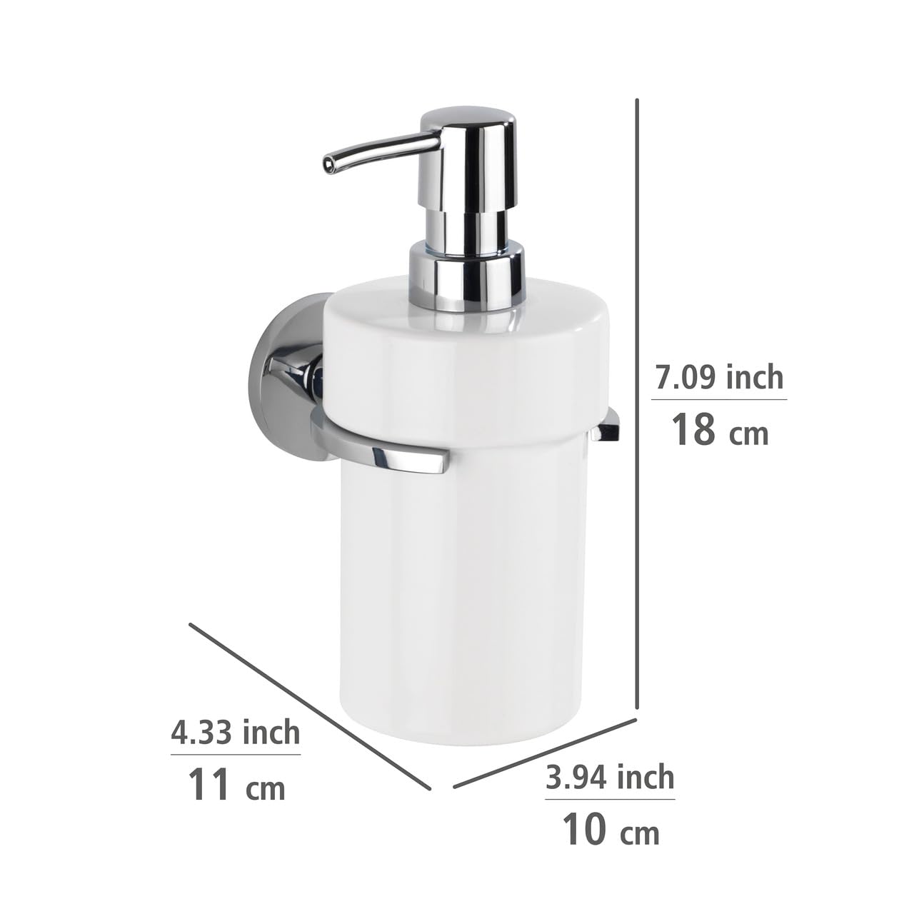 wenko-isera-uv-loc-seifenspender-keramik-360-ml-10-x-18-x-11-cm-chrom-wei image 6