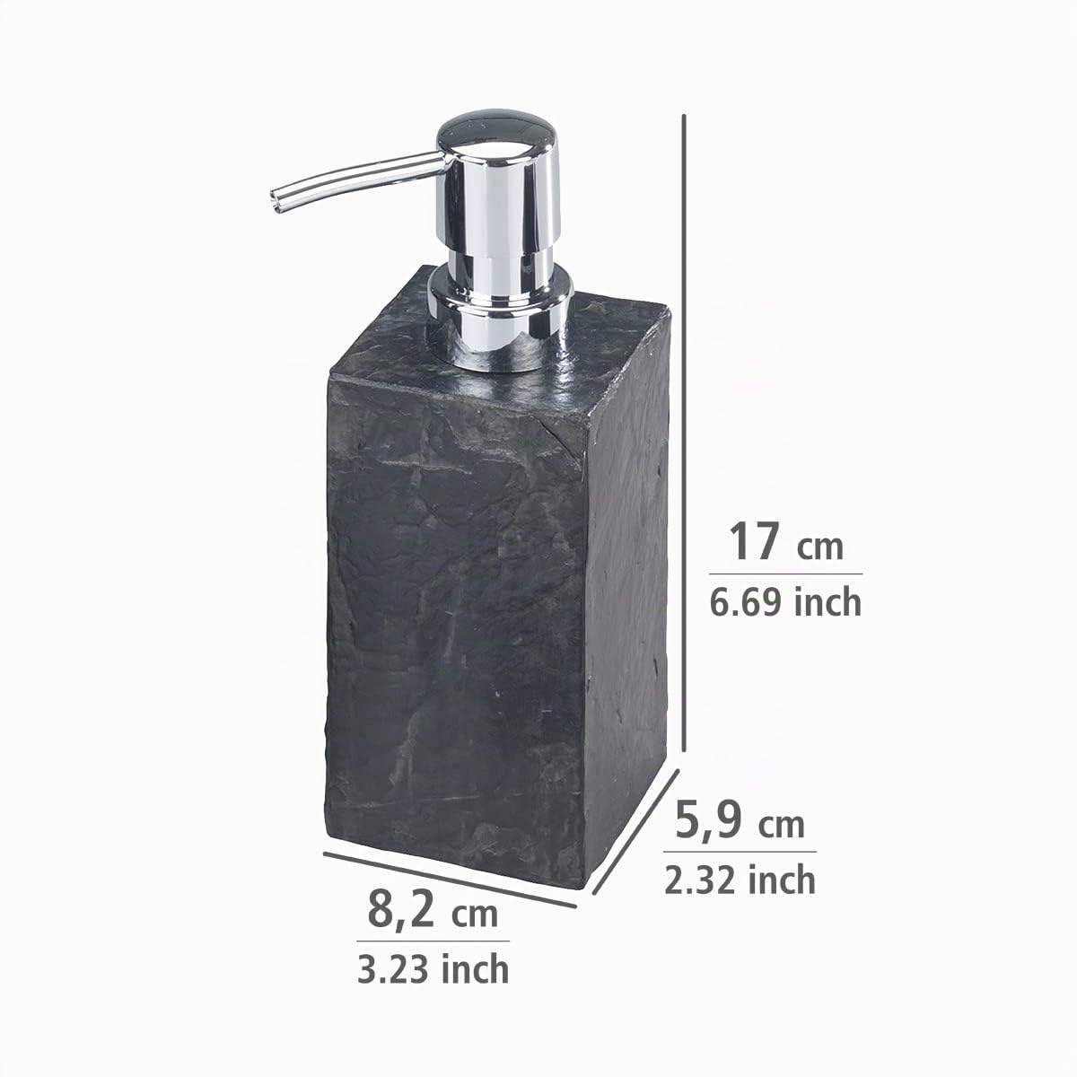 wenko-seifenspender-slate-rock-250-ml-polyresin-in-schiefer-optik-chrom image 3