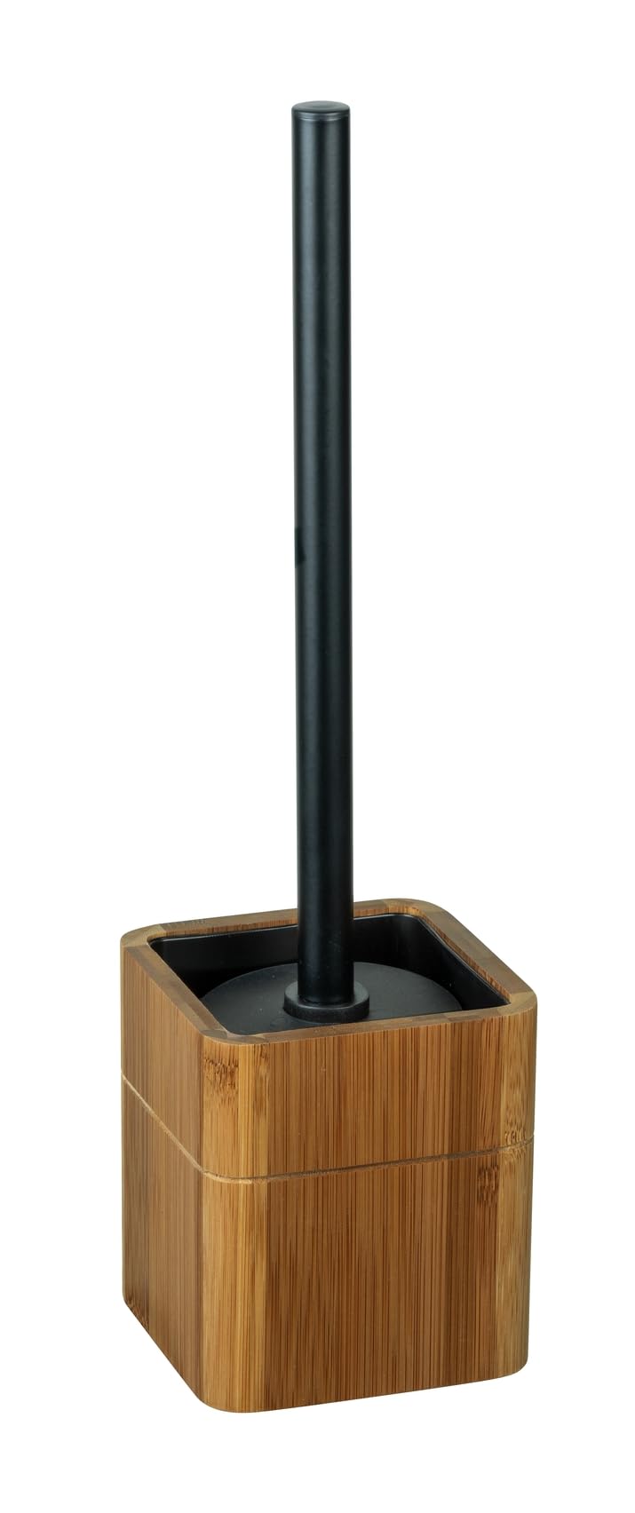 wenko-serro-stand-wc-garnitur-mit-bambus-beh-lter-und-edelstahlstiel-schwarz image 1