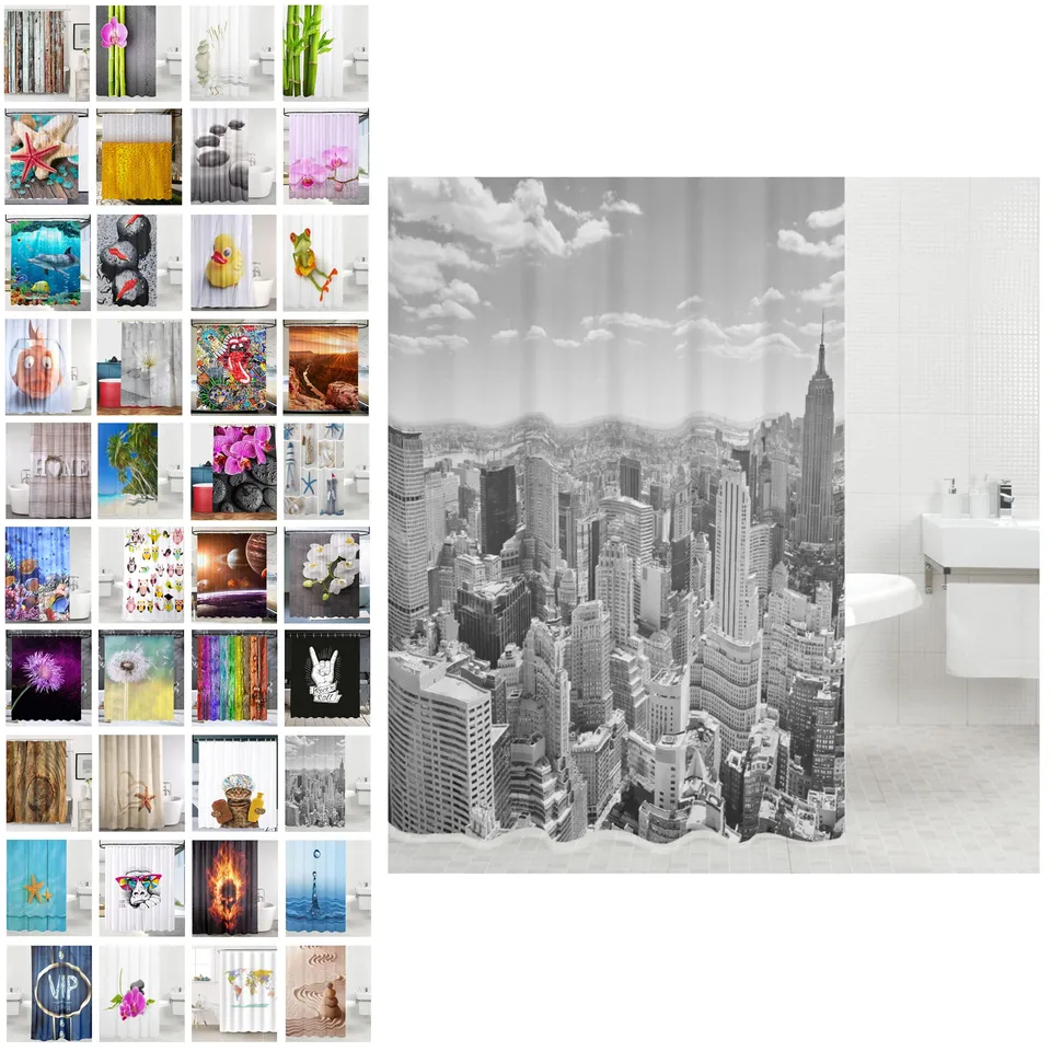 sanilo-duschvorhang-skyline-new-york-180-x-180-cm-wasserdicht-inkl-12-ringe image 1