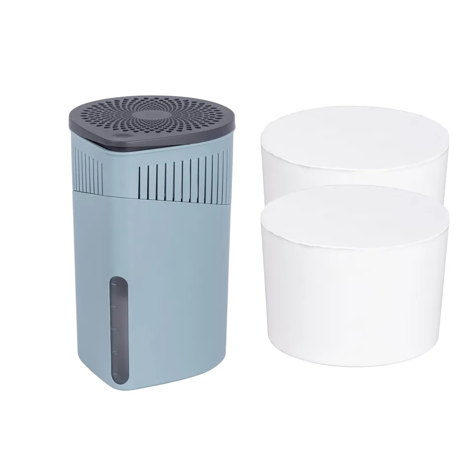 wenko-drop-raumentfeuchter-set-t-rkis-mit-2-x-1-kg-granulat-block-15-x-23-cm image 1