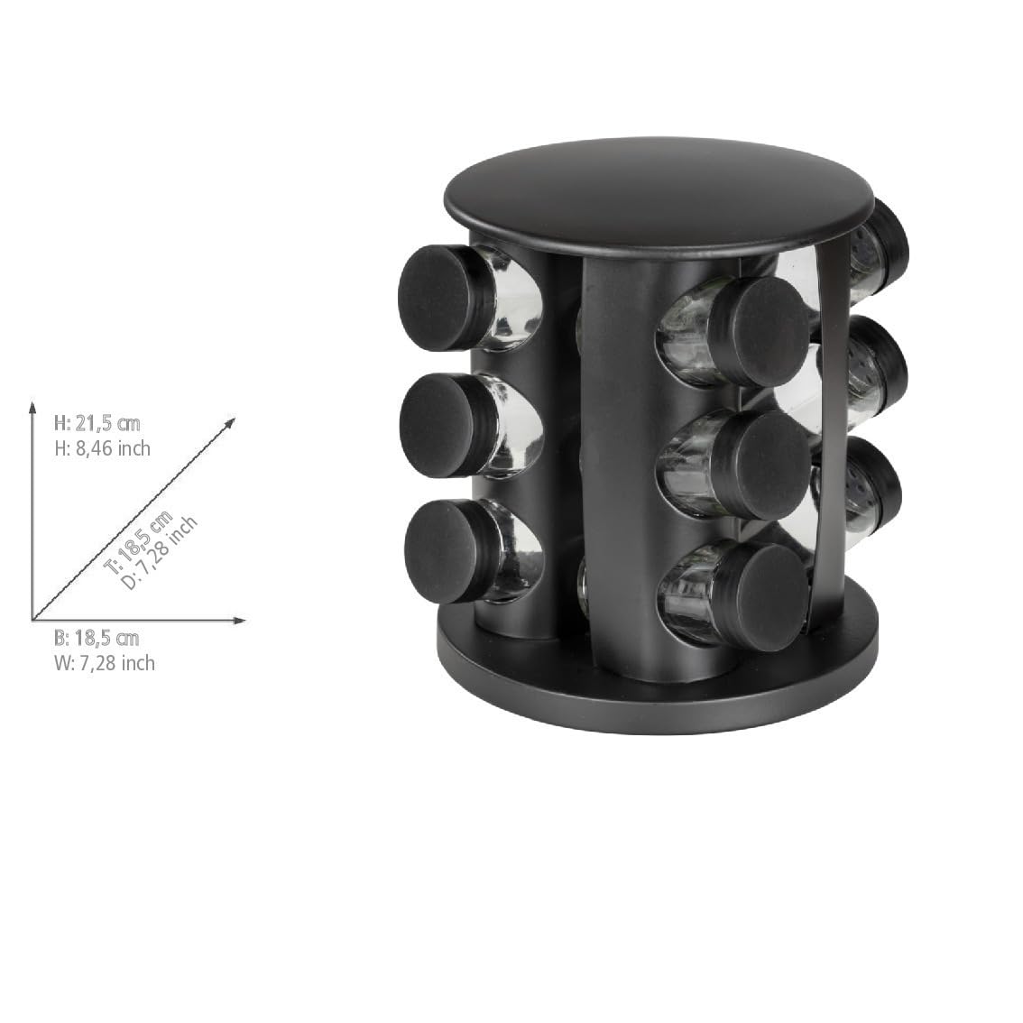 wenko-bruna-gew-rzkarussell-13-tlg-drehbar-schwarz-18-5-x-21-5-cm-mit-12-gl-sern image 5