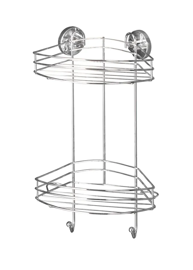 wenko-vacuum-loc-eckregal-2-etagen-chrom-duschablage-24-5-x-41-x-16-cm-mit-2-hak image 1