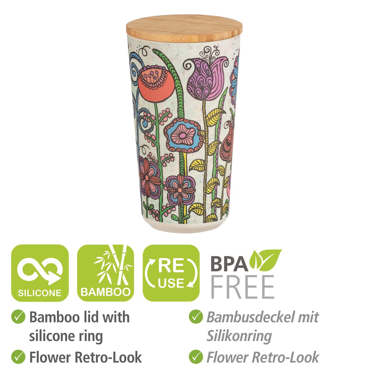 wenko-flowers-vorratsdose-0-95-liter-mit-bambusdeckel-10-5-x-18-5-cm-mehrfarbig image 3