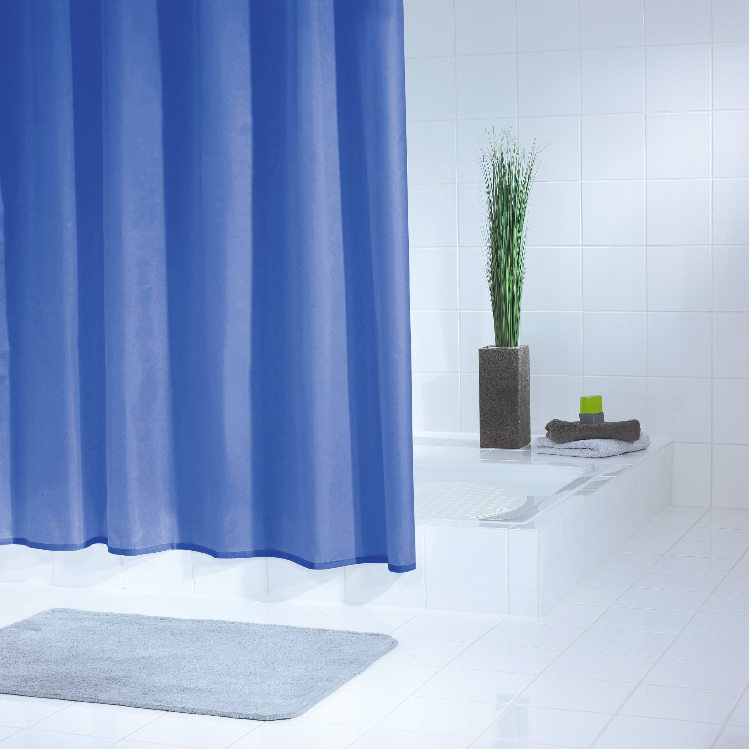 ridder-duschvorhang-folie-standard-uni-blau-180-x-200-cm-mit-ringen image 2