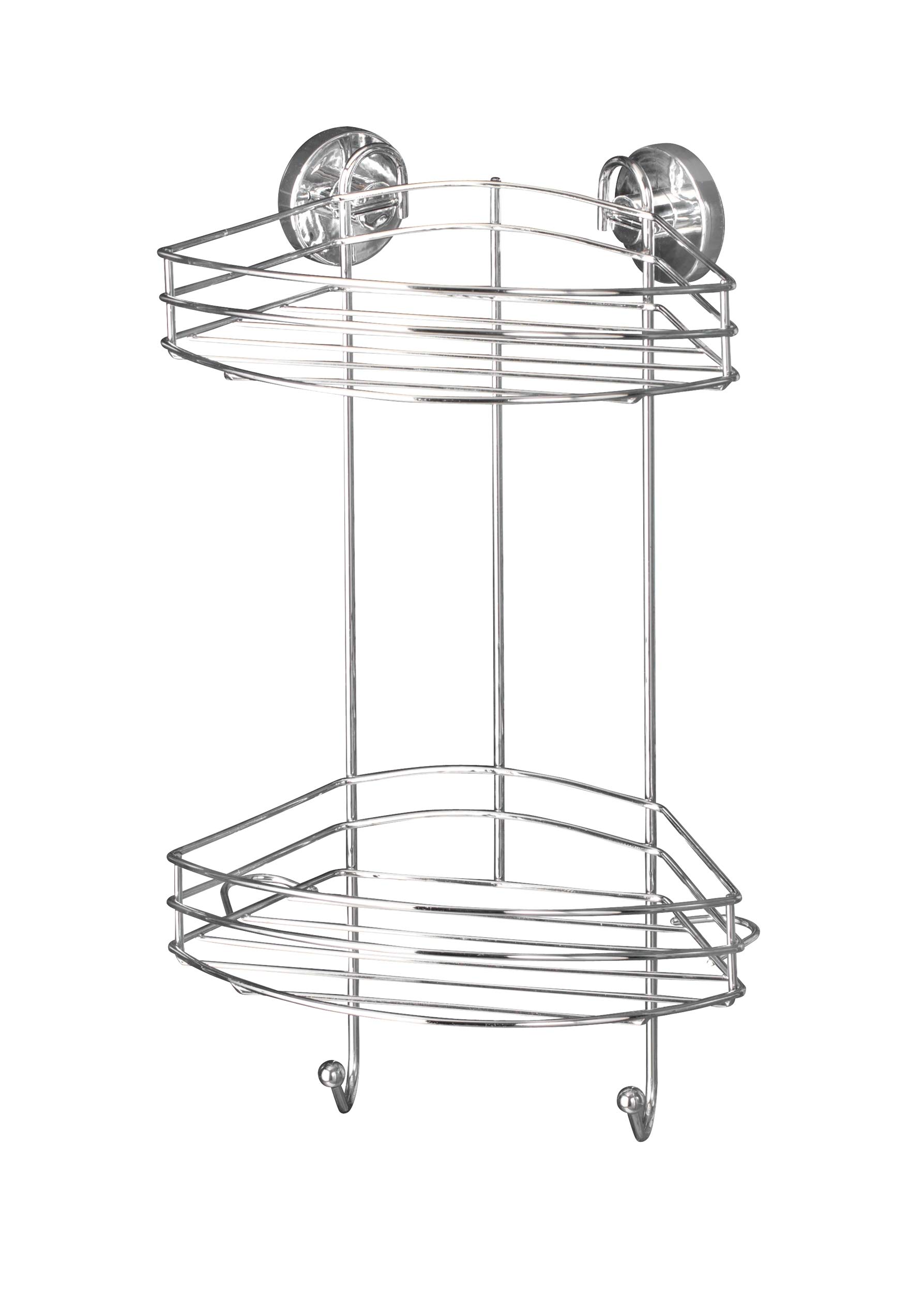 wenko-vacuum-loc-eckregal-2-etagen-chrom-duschablage-24-5-x-41-x-16-cm-mit-2-hak image 1