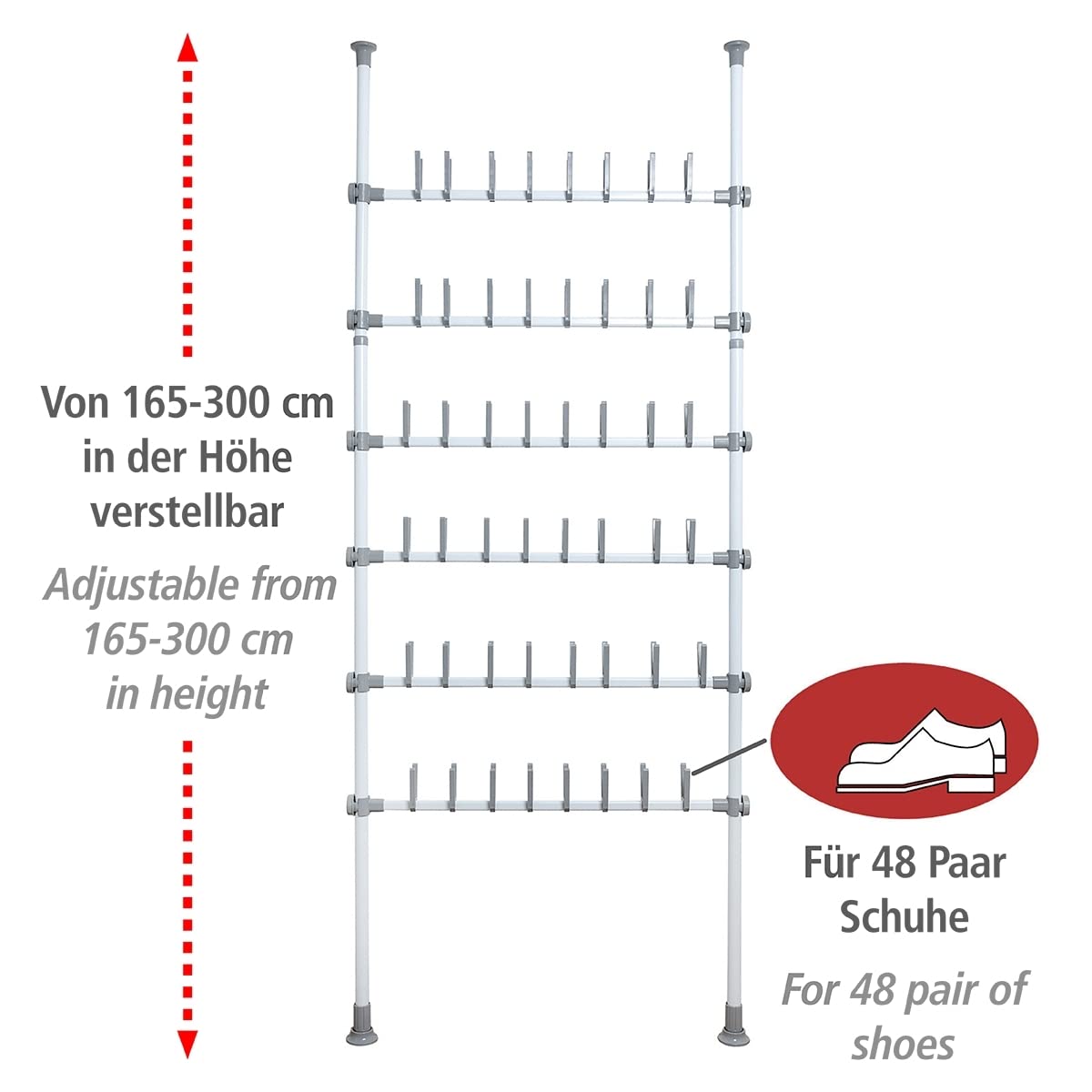wenko-herkules-shoes-teleskop-schuhregal-f-r-48-paar-schuhe-94-x-165-300-x-9-cm- image 2
