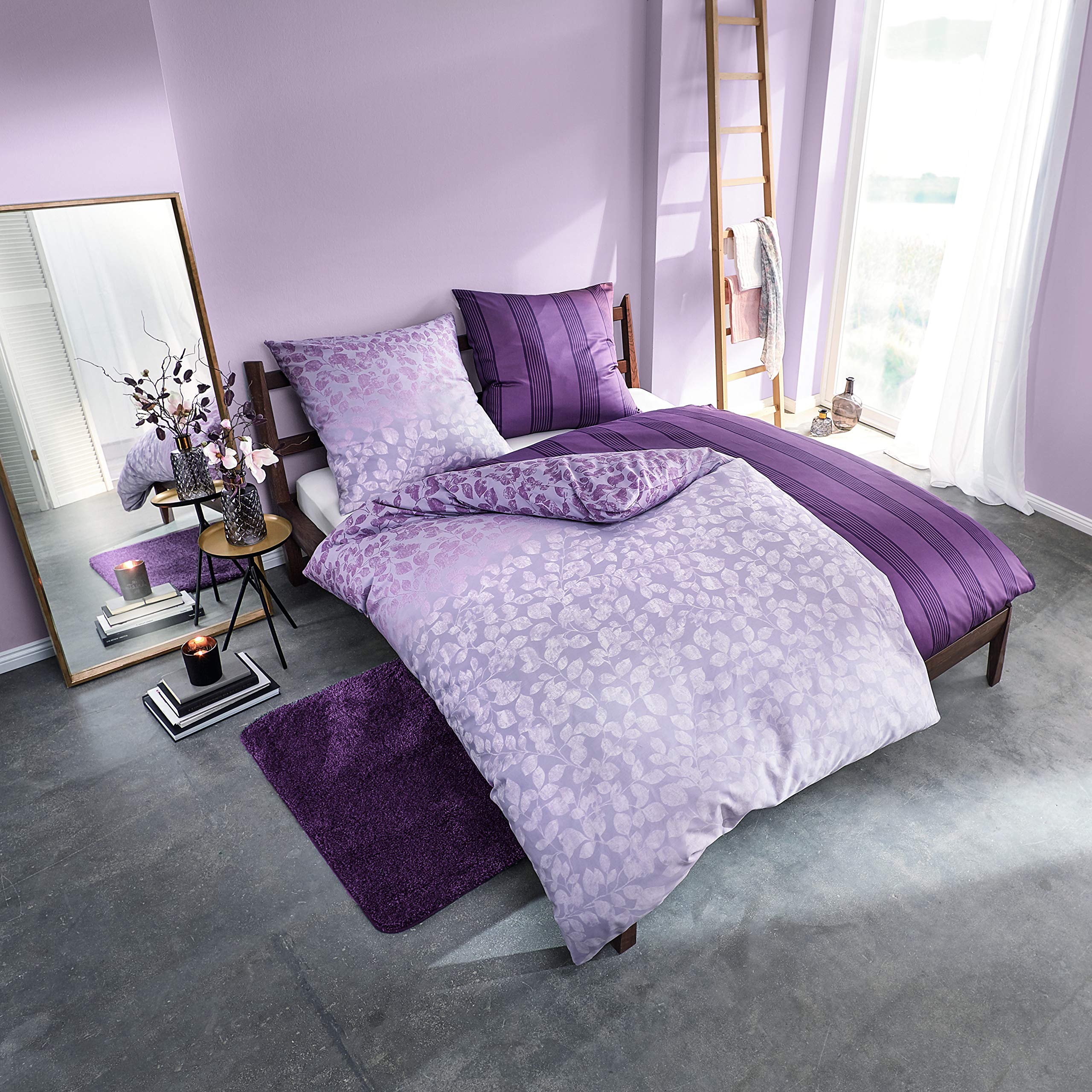 kleine-wolke-florence-mako-satin-bettw-sche-155x220-silber-bl-tter image 2