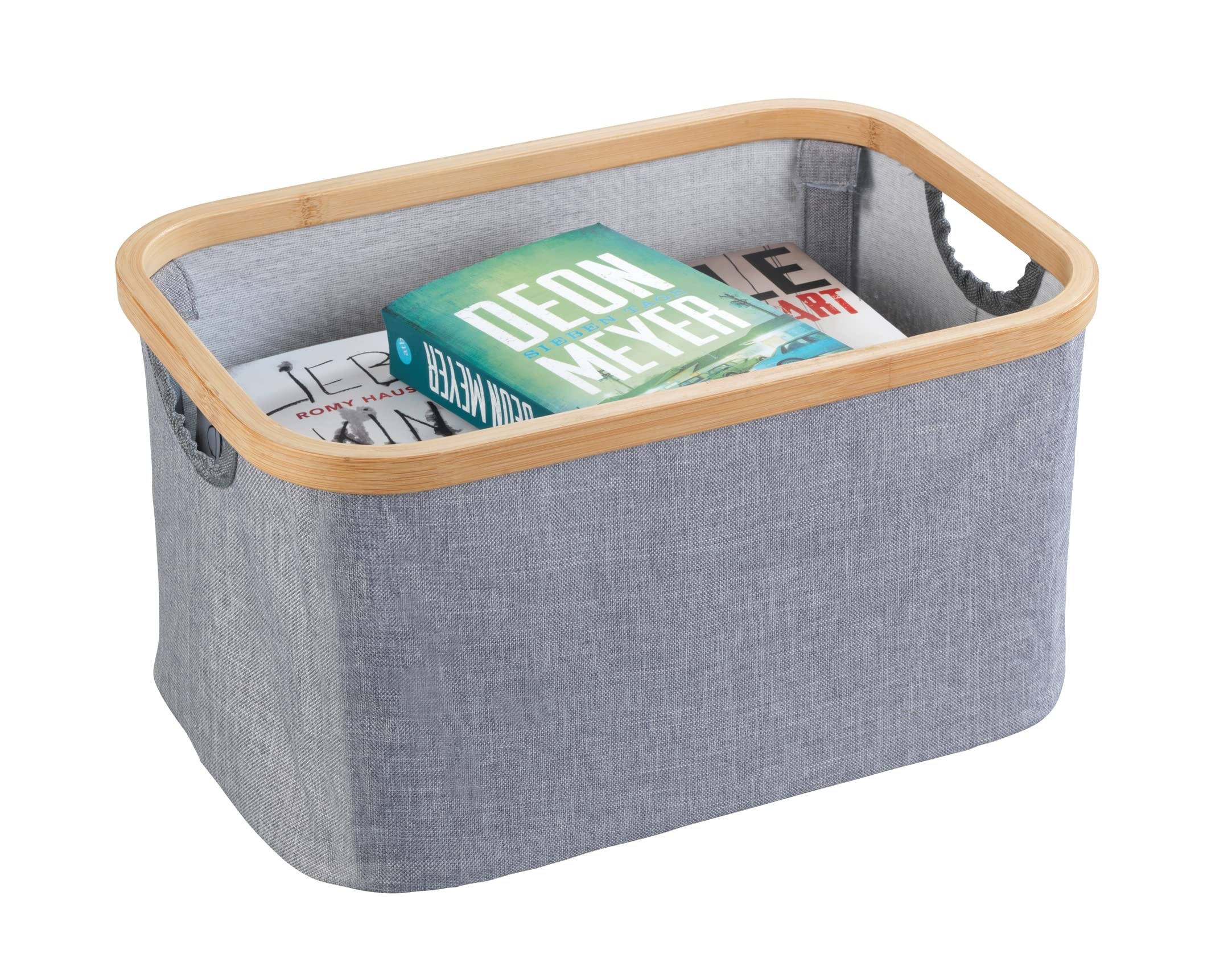 wenko-bahari-aufbewahrungskorb-20-l-bambus-polyester-grau-38x26x20-cm image 5