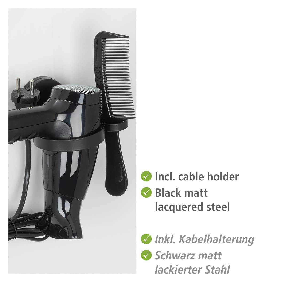 wenko-static-loc-plus-haartrocknerhalter-pavia-schwarz image 3