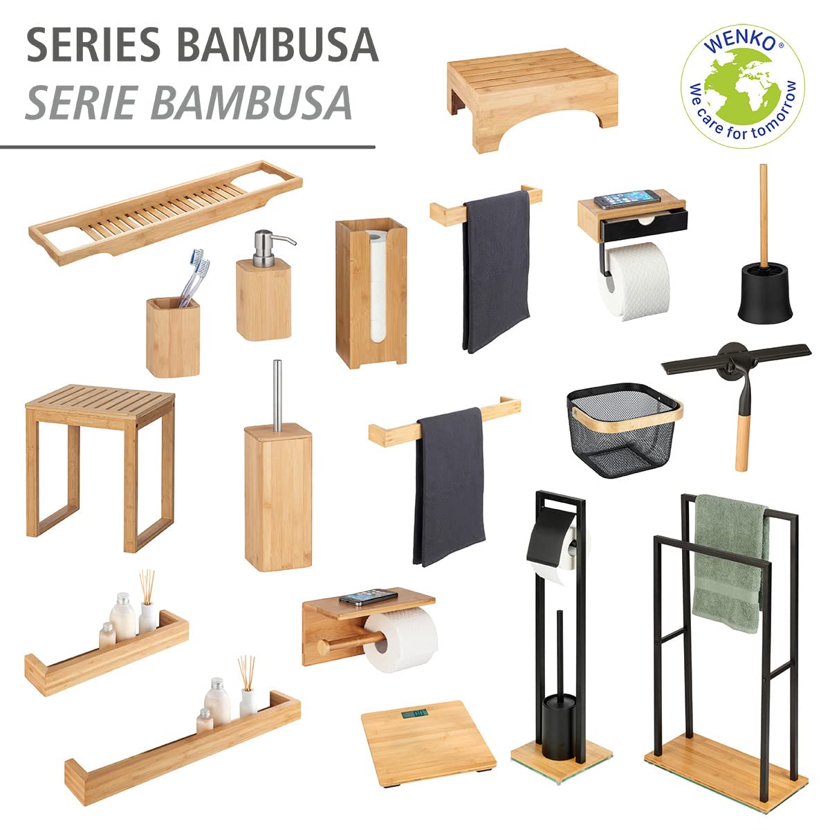 wenko-bambusa-toilettenpapierhalter-mit-ablage-und-schublade-natur-schwarz image 7