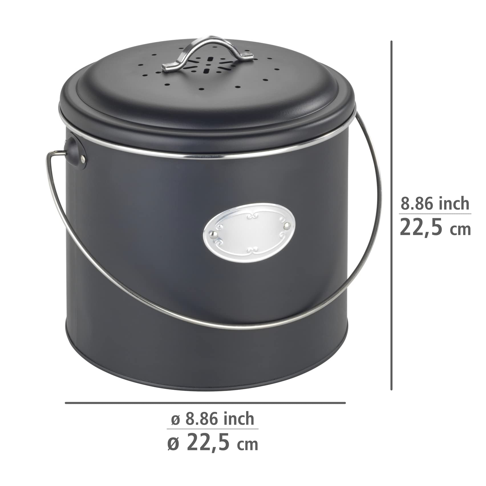 wenko-komposteimer-nero-6-l-metall-schwarz-mit-aktivkohlefilter-22-5-x-22-5-cm image 4