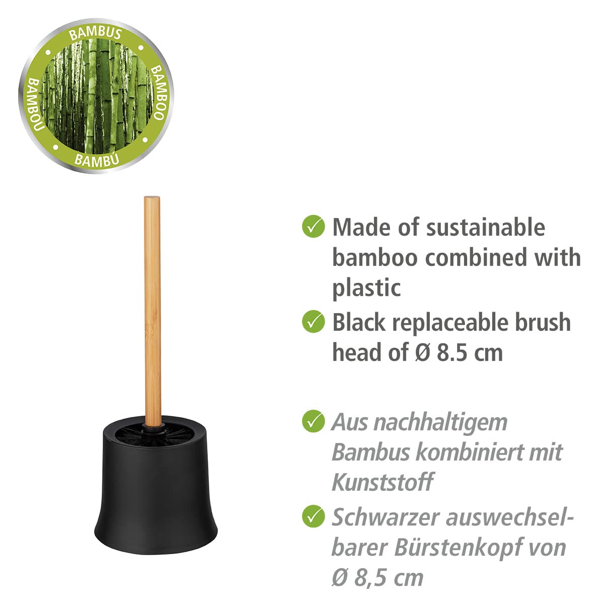 wenko-bambusa-stand-wc-garnitur-schwarz-mit-bambusstiel-14-x-38-cm image 2