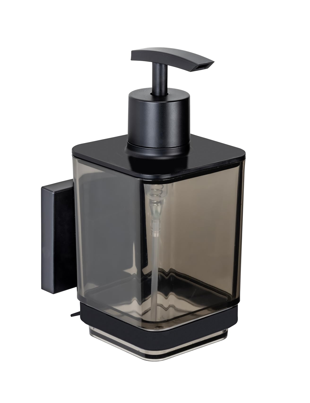 wenko-seifenspender-quadro-340-ml-schwarz-mit-edelstahl-halterung-vacuum-loc image 1