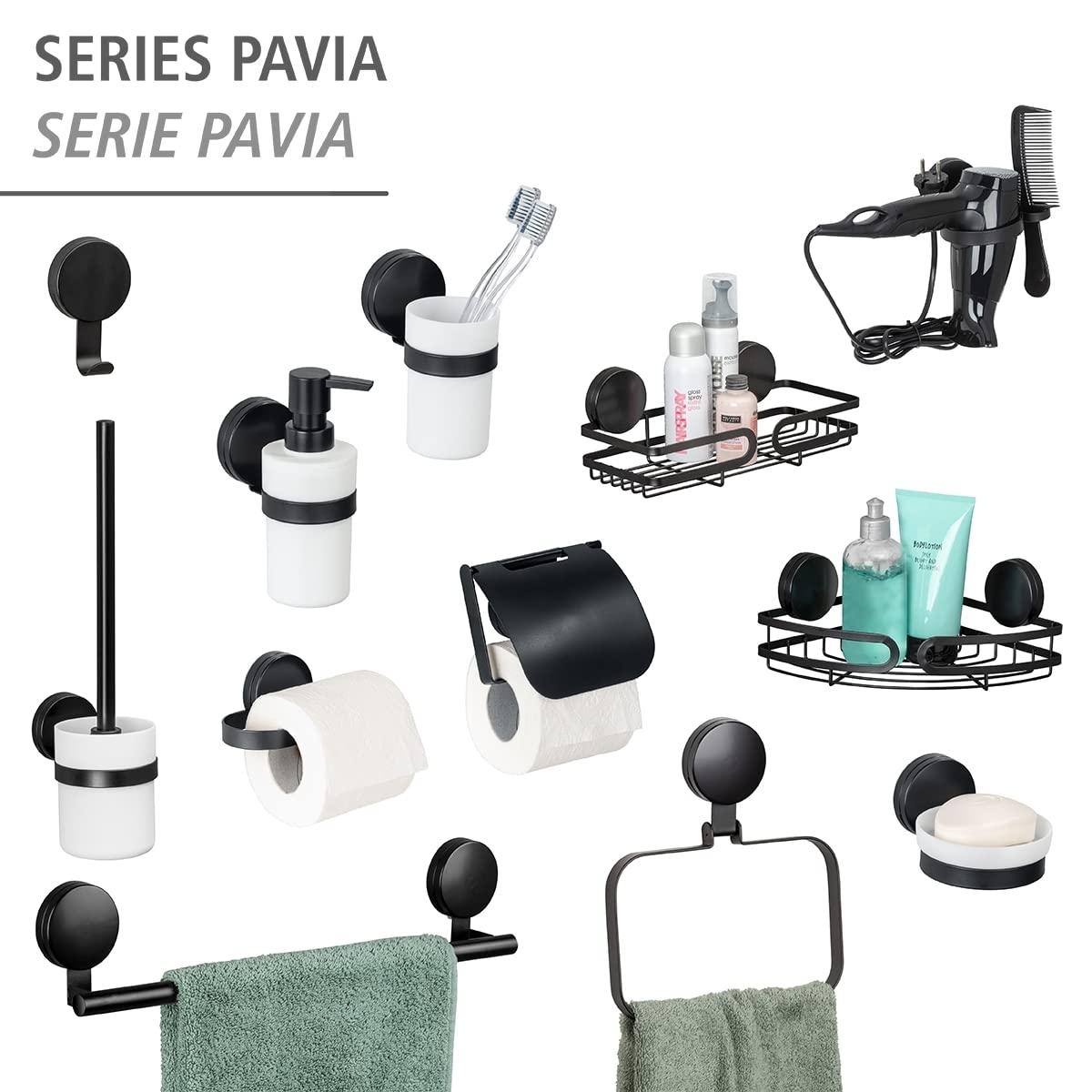 wenko-static-loc-plus-eckablage-pavia-schwarz-27-x-9-8-x-20-cm-ohne-bohren image 7