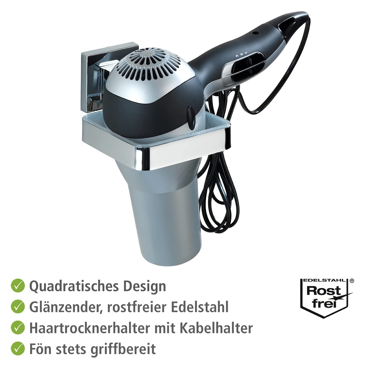 wenko-haartrocknerhalter-quadro-vacuum-loc-edelstahl-14-x-7-5-x-13-5-cm image 3