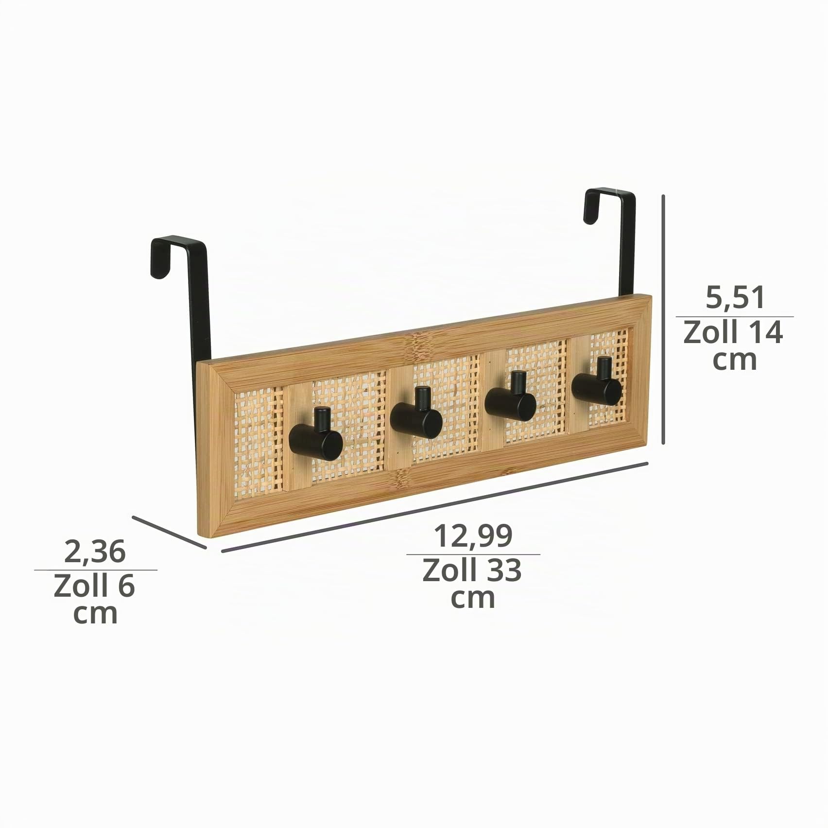 wenko-allegre-t-rgarderobe-zum-einh-ngen-bambus-rattan-boho-4-haken-33-x-14-x-6- image 3