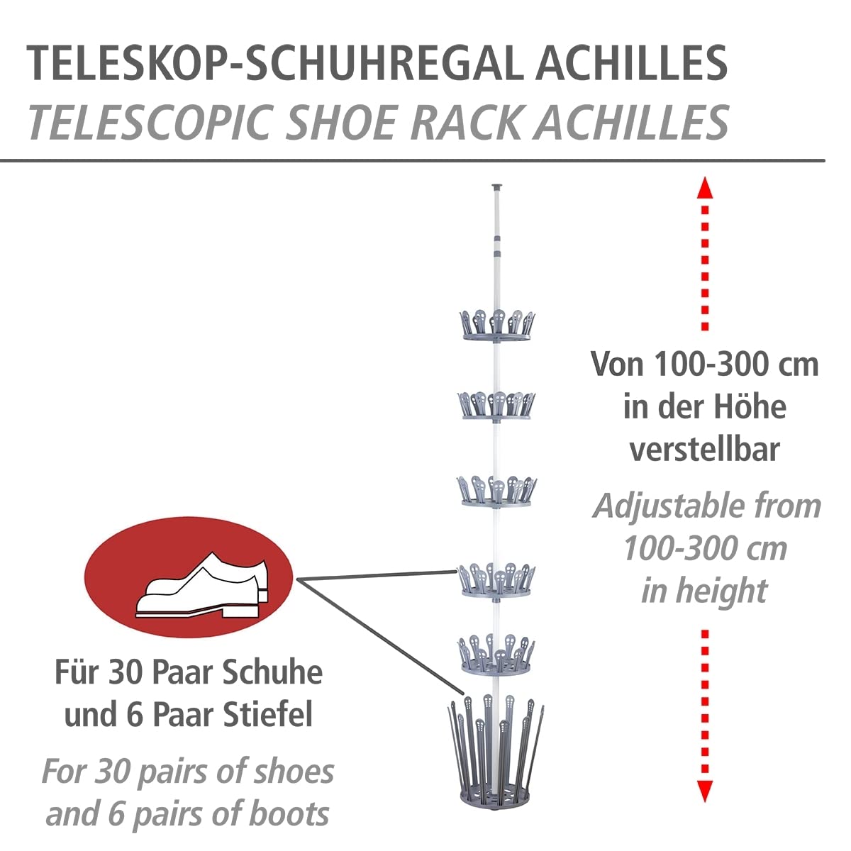 wenko-teleskop-schuhregal-achilles-wei-grau-f-r-30-paar-schuhe-100-bis-300-cm image 2
