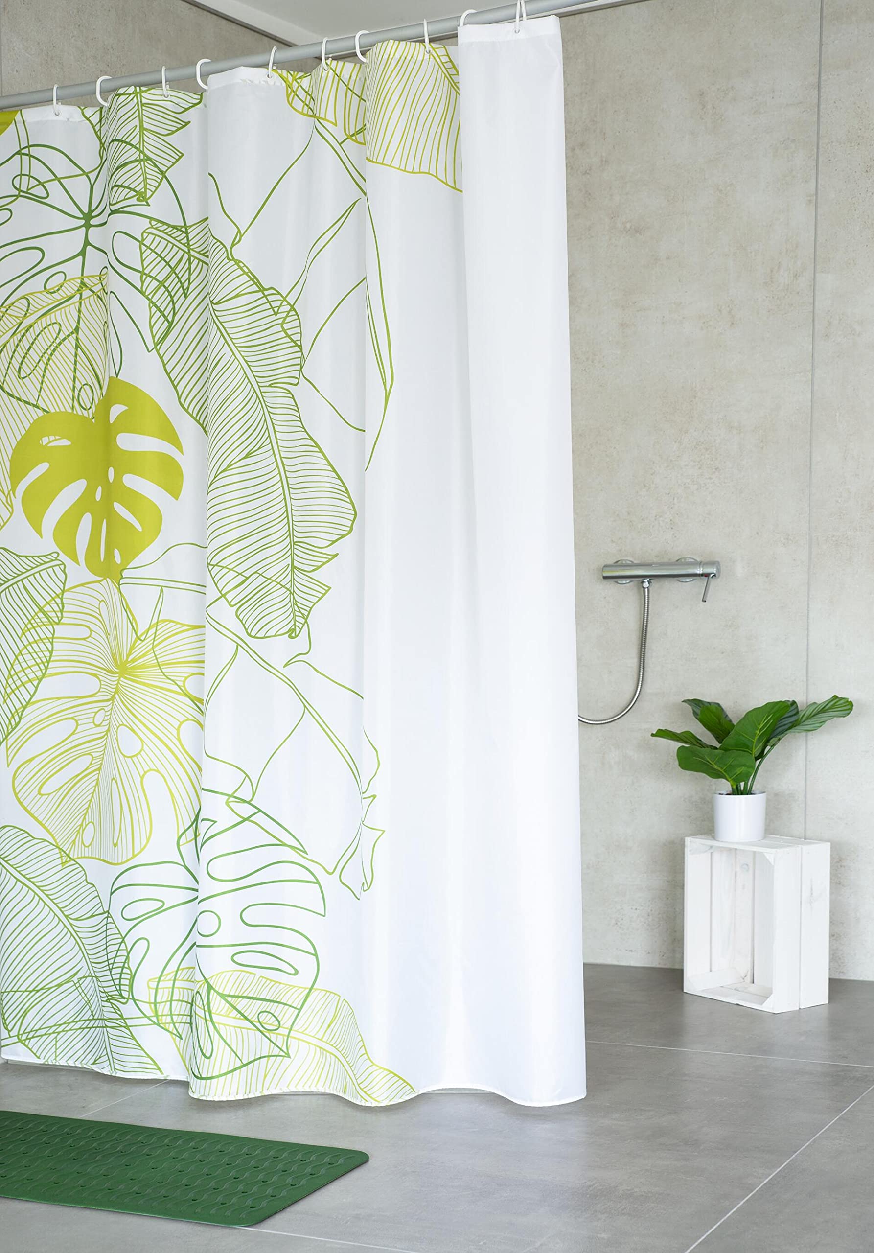 ridder-jardin-duschvorhang-textil-180x200-cm-tropical-mit-ringen image 2